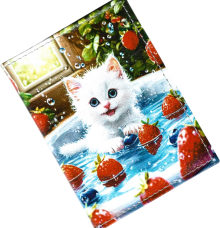 Складной картхолдер "Котенок с ягодками" Складной картхолдер "Котенок с ягодками"