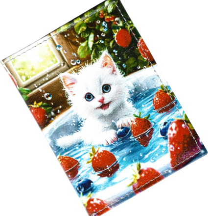 Складной картхолдер "Котенок с ягодками" Складной картхолдер "Котенок с ягодками"