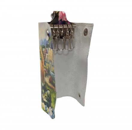 Ключница "Коты с цветами" с карабином