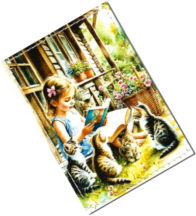 Чехол для проездного "Девочка и котята"