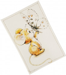 Чехол для проездного "Мышонок с цветами"