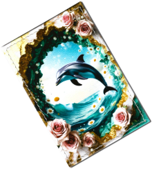 Чехол для проездного "Дельфин и цветы"