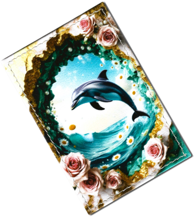 Чехол для проездного "Дельфин и цветы"