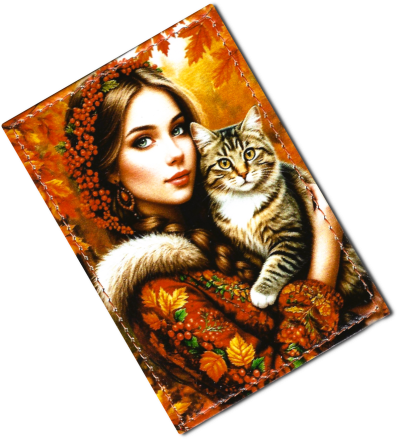 Чехол для проездного "Девушка с котом"
