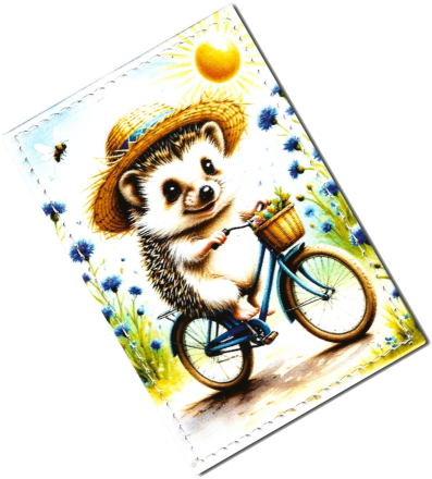 Чехол для проездного "Ежик на велосипеде"