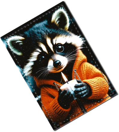 Чехол для проездного "Енот со свечей"