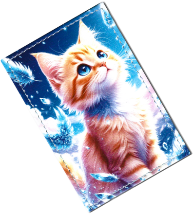Чехол для проездного "Котенок и перья"