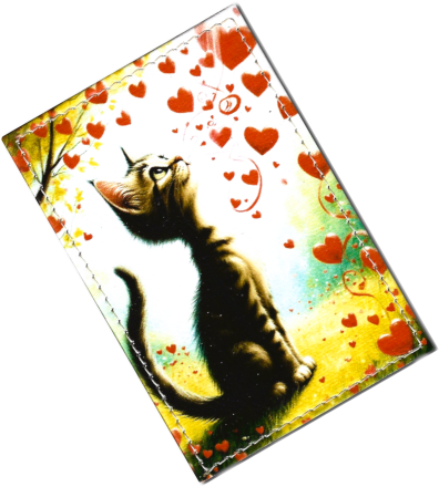 Чехол для проездного "Котик и сердечки"