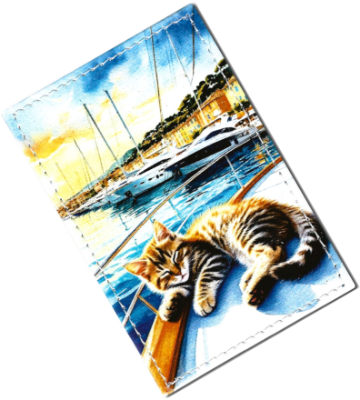 Чехол для проездного "Котик на яхте"