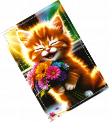 Чехол для проездного "Котенок с букетом"