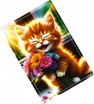 Чехол для проездного "Котенок с букетом"