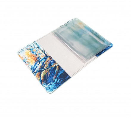 Обложка для автодокументов "Водопад" с кожаными захватами