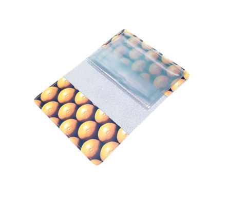 Обложка для автодокументов "Апельсин" с кожаными захватами