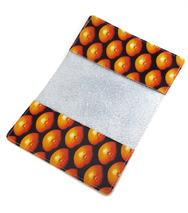 Обложка для автодокументов "Апельсин" с кожаными захватами