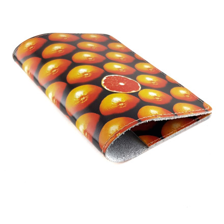 Обложка для автодокументов "Апельсин" с кожаными захватами