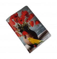 Обложка для автодокументов "Попугай с цветами"