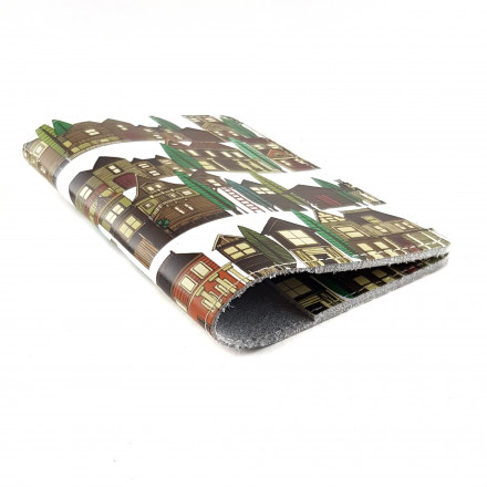 Обложка для автодокументов "Домики" с кожаными захватами