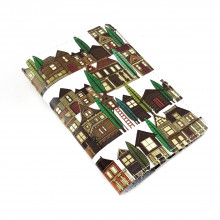 Обложка для автодокументов "Домики" с кожаными захватами