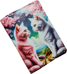 Обложка для автодокументов "Два кота" с кожаными захватами