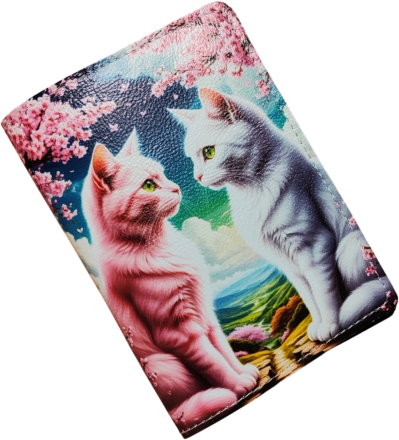 Обложка для автодокументов "Два кота" с кожаными захватами