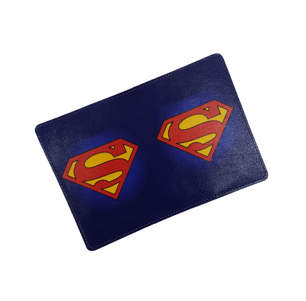 Обложка для автодокументов "Супермен" с кожаными захватами