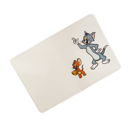 Обложка для автодокументов "Том и Джерри" с кожаными захватами