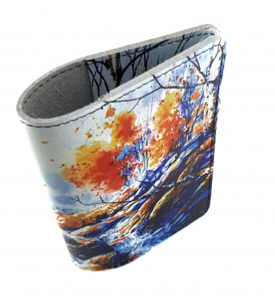 Обложка для паспорта "Водопад" с кожаными захватами