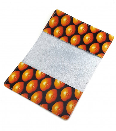 Обложка на паспорт "Апельсин" с кожаными захватами