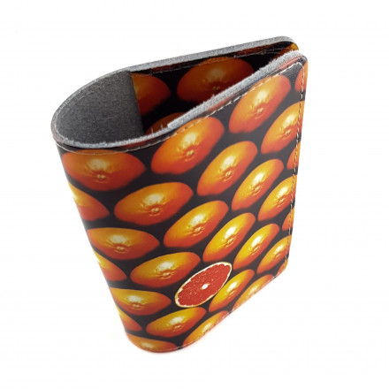 Обложка на паспорт "Апельсин" с кожаными захватами